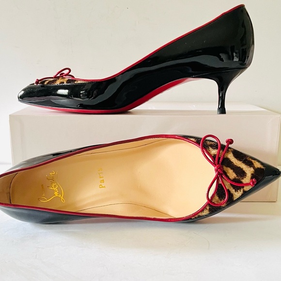 Christian Louboutin black red patent kitten heels - Picture 6 of 16